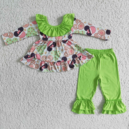 6 B2-40 Christmas Girls Green Back Bow Outfits