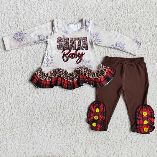 6 A18-5 Christmas Girls Santa Baby Leggings Outfits