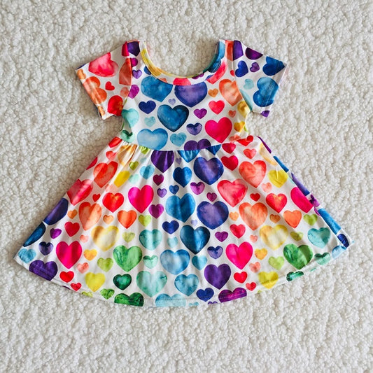 C7-16 Valentine Love Heart Girls Short Sleeve Dress