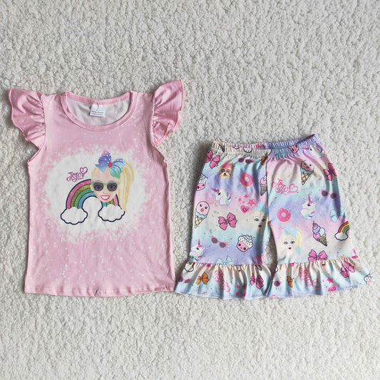 C14-18 Girls Rainbow Singer Shorts Outfits