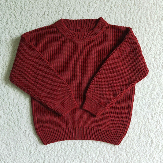 GT0035 Girl Maroon Dark Red Sweater