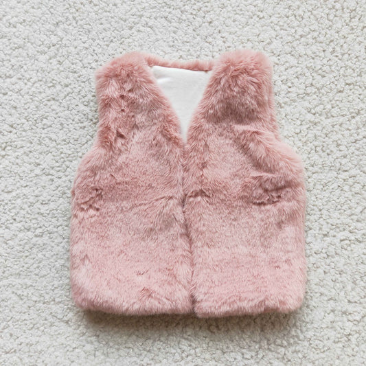 6 A21-14 Girl Pink Faux Fur Vest