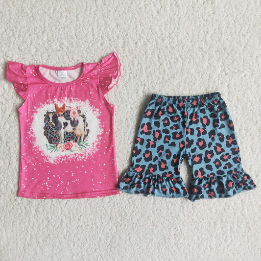 C5-2 Girls Cow Pig Shorts Outfits