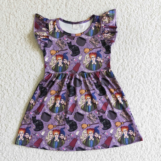 GSD0143 Halloween Girl Purple Witch Pearl Dress