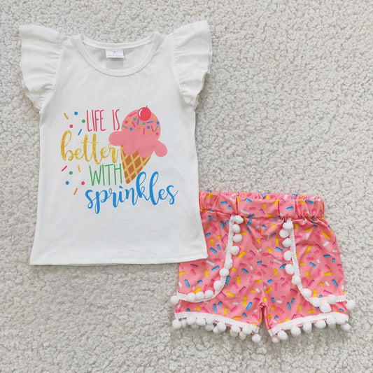 D13-20 Girls Ice Cream Candy Shorts Outfits
