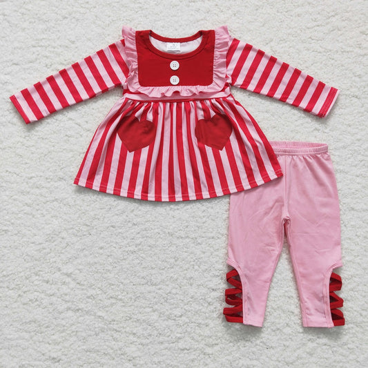 6 B11-22 Girls Striped Heart Leggings Outfits