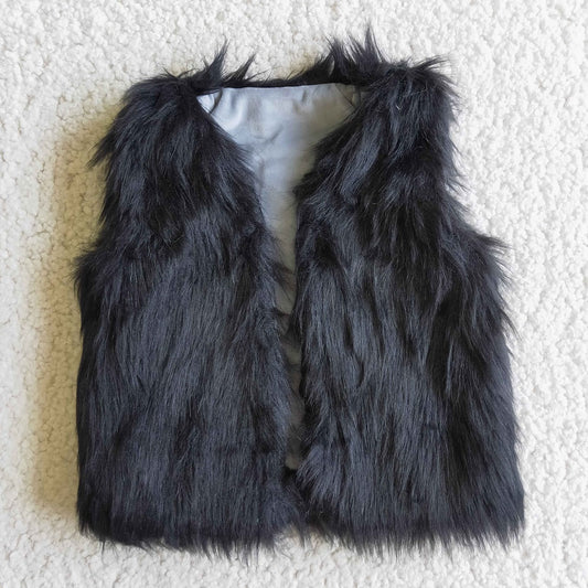 6 B0-3 Girl Black Faux Fur Vest