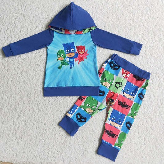 6 A9-19 Boys Blue Red Hooded Outfits