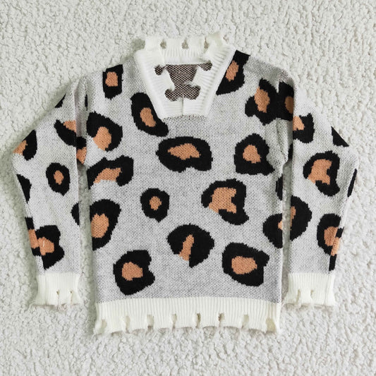 6 B5-3 Girl Leopard Sweater