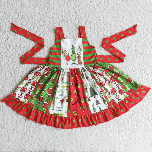C8-15 Christmas Girls Sleeveless Character Twirl Dress