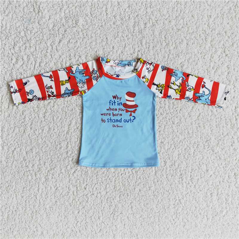 6 A28-3 Boys Long Sleeve Shirts Children Reading Cartoon Character