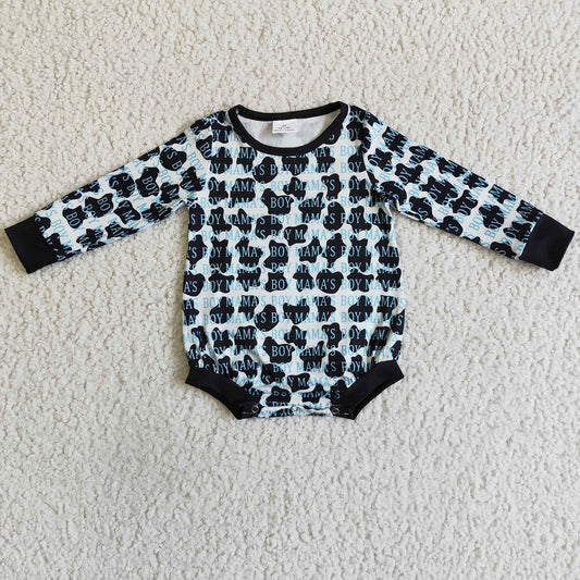 LR0039 Baby Mama's Boy Cow Long Sleeve Romper