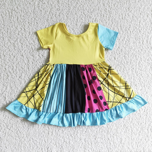 GSD0130 Halloween Girl Scream Flutter Sleeve Twirl Dress