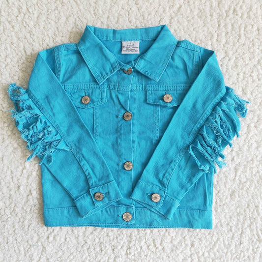 6 A32-29 Girls Blue Tassel Jackets