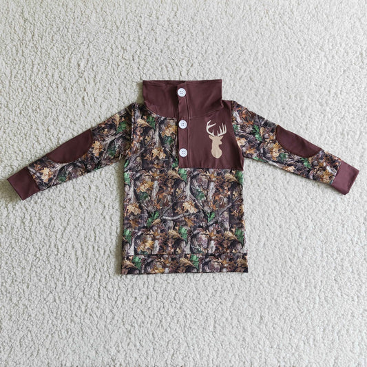 BT0078 Boys Camouflage Deer Long Sleeve Shirts