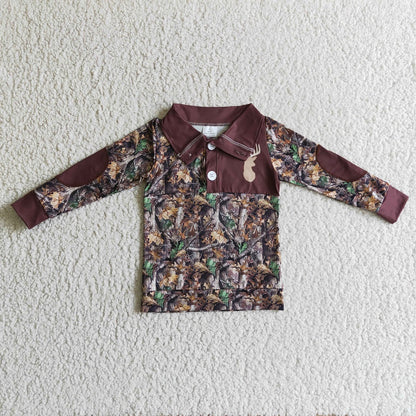 BT0078 Boys Camouflage Deer Long Sleeve Shirts