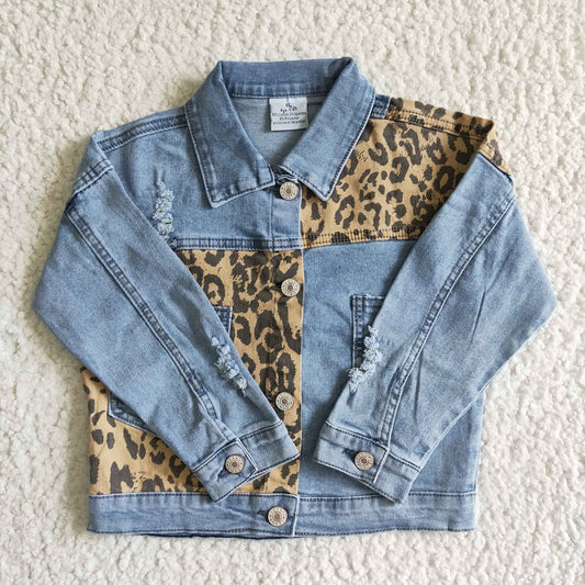GT0002 Girls Leopard Denim Jackets
