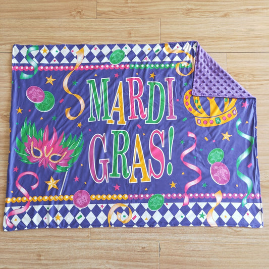 6 B6-19-29-43 inches Kids Blankets Mardi Gras Crown Purple