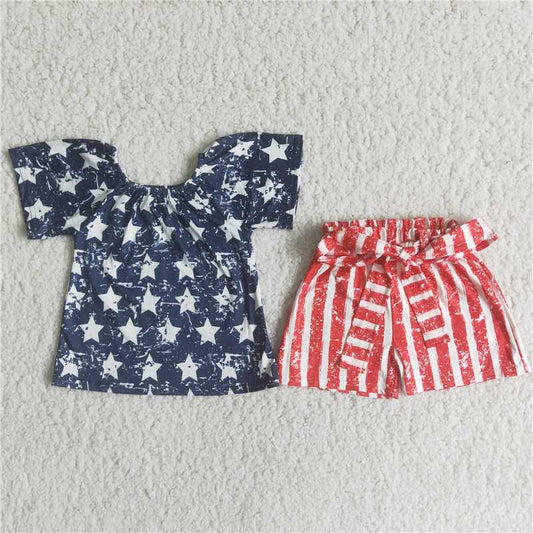 D13-29 4th Of July Striped Shorts Outfit