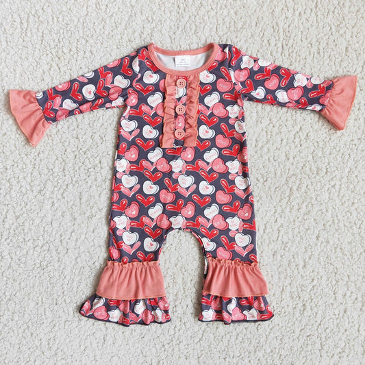 6 A7-10 Valentine Girls Love Heart Romper