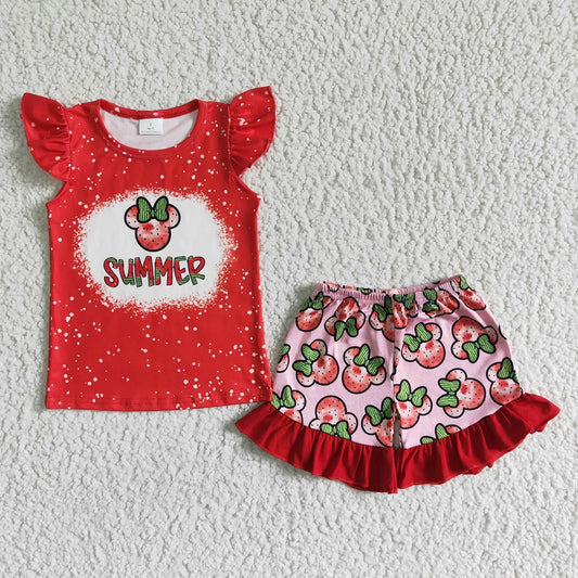 GSSO0071 Girls Summer Watermelon Shorts Outfit