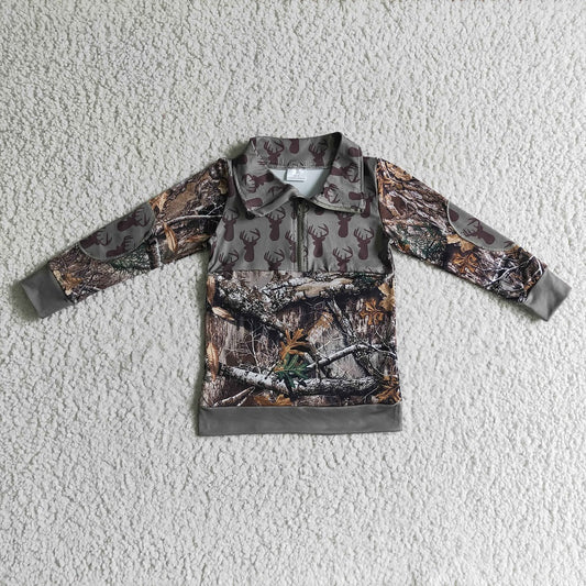 BT0094 Boy Deer Zipper Long Sleeve Shirts