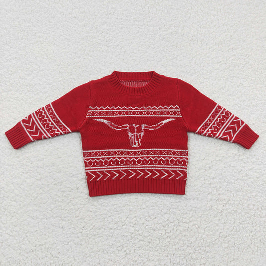 BT0218 Red bull head long-sleeved sweater