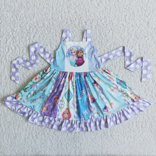 C3-16 Girls Sleeveless Princess Belt Twirl Dress