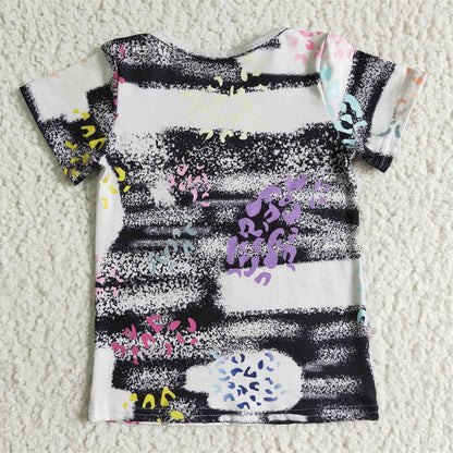 GT0004 Kids Leopard Mini Tie Dye Short Sleeve Shirts