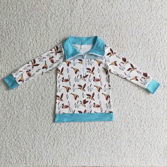 BT0095 Kids Duck Zipper Long Sleeve Shirts