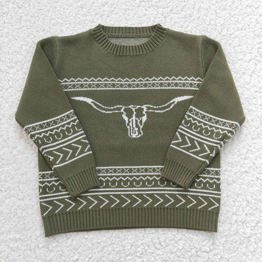 BT0178 Christmas Kids Green Deer Sweater