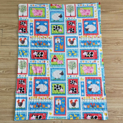 6 B10-14-29-43 inches Baby Blankets Farm Cow Pig Blue