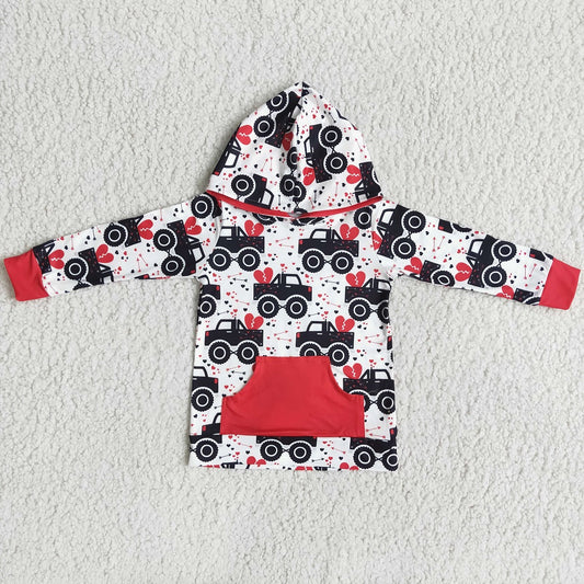 6 A11-20 Valentine Love Heart Truck Hooded Shirts