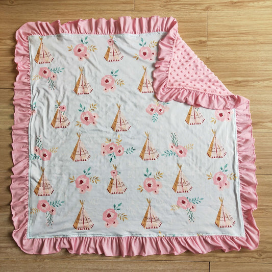 6 A30-5-74-83cm Blankets Pink Floral Camping Tent Ruffle