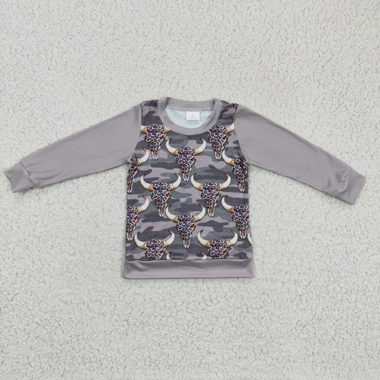 BT0108 Boy Grey Leopard Cow Shirts