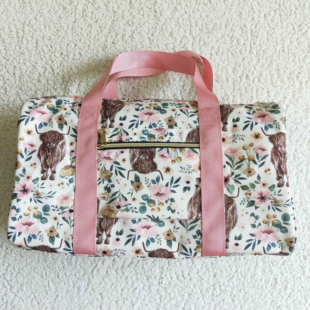 BA0008-M Floral Cow Luggage Travel Bag