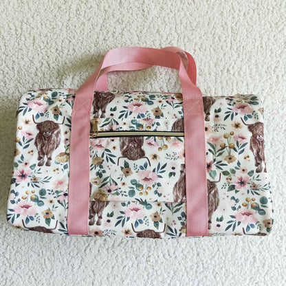 BA0008-M Floral Cow Luggage Travel Bag