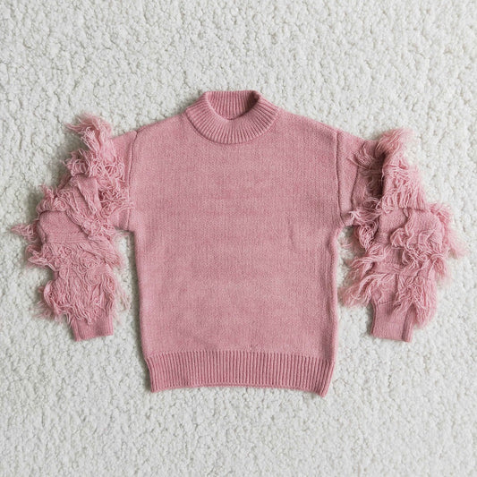 6 B10-39 Girl Pink Tassel Sweater
