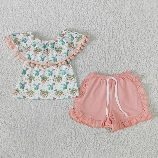 GSSO0103 Girls Cactus Pink Shorts Outfit
