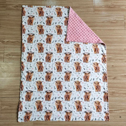 6 B6-34-29-43 inches Baby Blankets Cow Pink