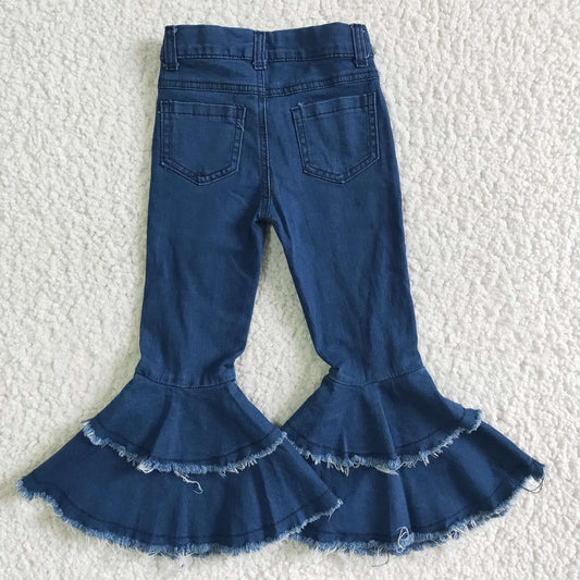 P0003 Girls Blue Bleach Bell Jeans