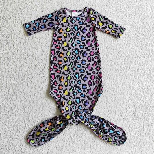 NB0014 Newborn Baby Colorful Leopard Sleeper Gown
