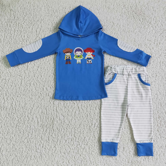 BLP0099 Boy Blue Cartoon Hooded Outfits