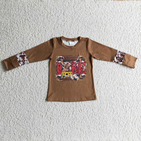 GT0066 Kids Brown Babe Cow Sunflower Shirts