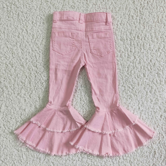 P0005 Girls Pink Hole Bell Jeans