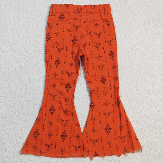 P0045 Girl Orange Cow Bell Jeans