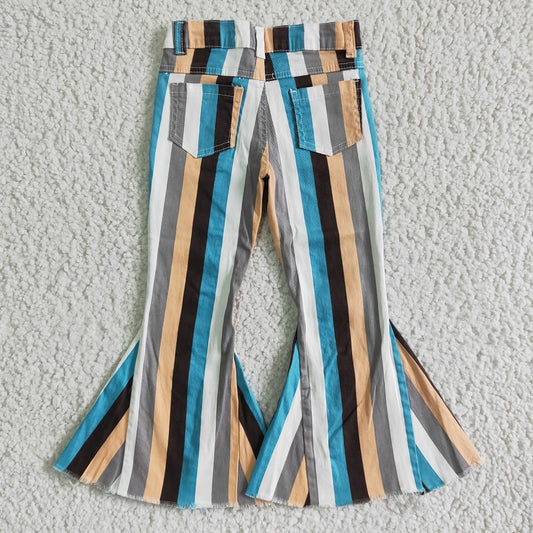 P0002 Girls Striped Bell Jeans