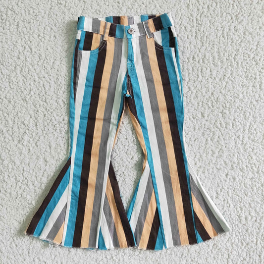 P0002 Girls Striped Bell Jeans