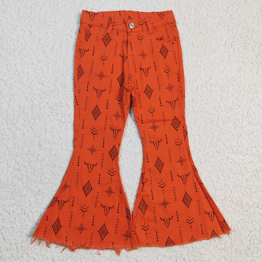 P0045 Girl Orange Cow Bell Jeans