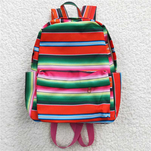 BA0040 Red and Green Colorful Striped Backpack